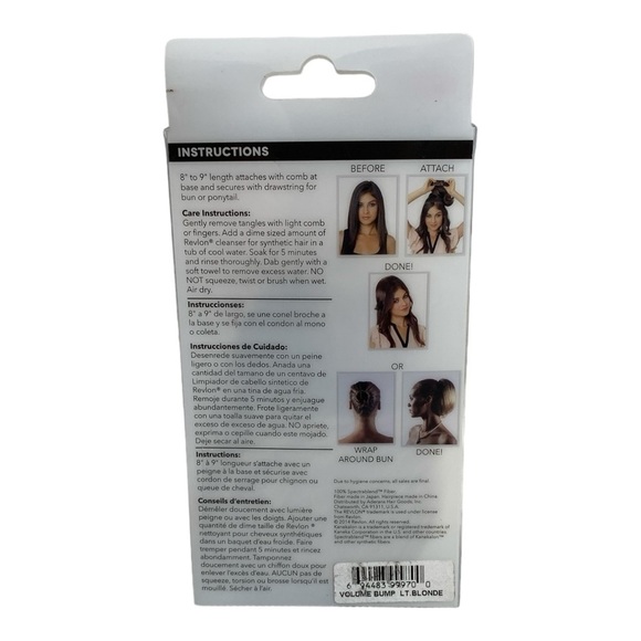 NIB Revlon Volume Bump Hair Bun Blond Hair Attachment Synthetic Hair Ponytail - Picture 4 of 4